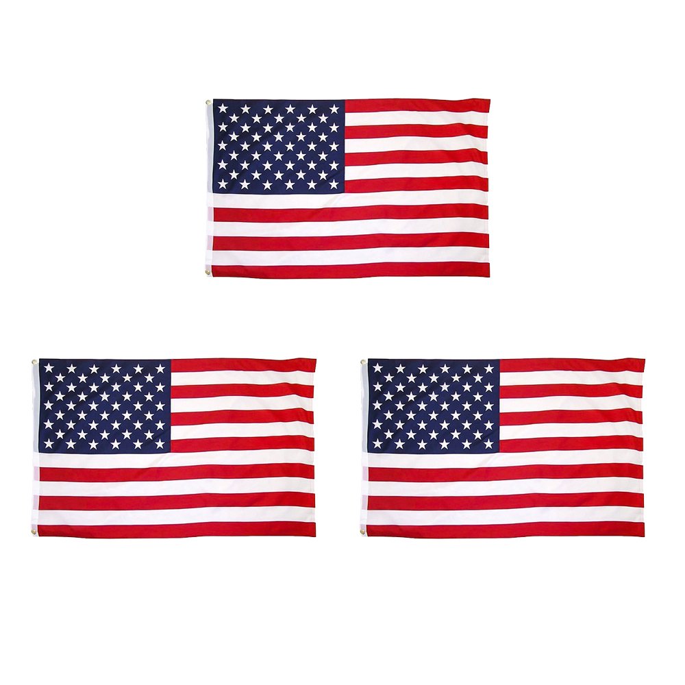 JUNZENIA 3-Pack American Flag Combo 3x5 Ft USA Printed Stars and Stripes Banner