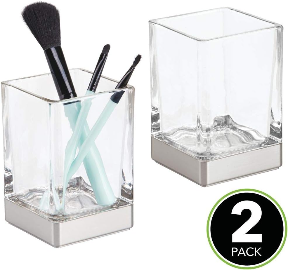 Mdesign Modern Square Glass Bathroom Vanity Countertop Tumbler Cup