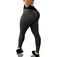 KINGJOZE High Waisted Yoga Pants for Women Stretchy Tummy Control Butt Lifting Booty Textured Leggings Running Workout…