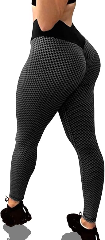 GYMSPT Legging Yoga Taille Haute - Effet Froncé Texturé - Pour Fitness, Course, Quotidien