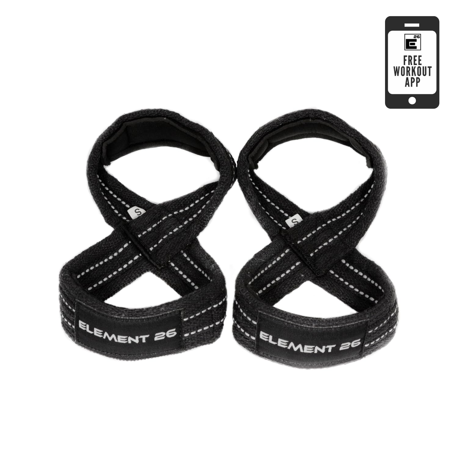 Element 26 Padded Figure 8 Lifting Straps - Weightlifting & Deadlifting Straps for Men & Women - Wrist Deadlift Support - Medium, Black