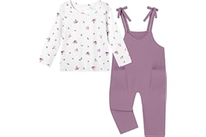 Latnnut Toddler Girl Clothes Girls Jumpsuit Fall Winter Round Neck Long-Sleeved Top and Overalls with Pockets 2-8 Years