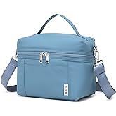 NOL Natural Organic Lifestyle Small Insulated Lunch Bags for Women Cooler Bag Lightweight Nylon Waterproof Lunch Box For Work (Small, Dusty blue)