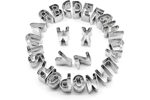 26 Alphabet Cookie Cutters, Stainless Steel Cookie Cutters Letters, Vegetable Fruit Cutters, Baking Accessories and Tools for
