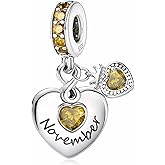 MSPOVOF Birthstone Charms for Bracelets and Necklaces S925 Sterling Silver Charm Bead For Family Birthday Women Jewelry Present