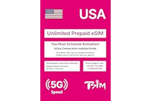 USA eSIM for Travel 4 Days. PrePaid. T-Mobile Network with Unlimited Data, Calls and Texts in USA. New Upgraded 5G eSIM Card!