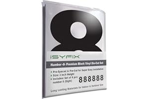 iSYFIX Black Vinyl Number 8 (Eight) Stickers - 6 Pack 3 inch Self Adhesive - Premium Decal Die Cut & Pre-Spaced for Mailbox, Signs, Door, Cars, Trucks, Home, Business, Address Number, Indoor & Outdoor