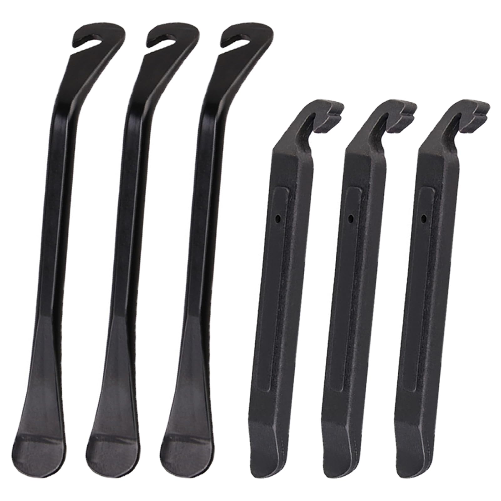 KASESSS 6 Pcs Tyre Levers for Bicycles, 3 Premium Carbon Steel Bike Tyre Levers, 3 Nylon Plastic Bicycle Tyre Levers, Portable Tyre Monkey Lever, Tyre Levers for Road or Mountain Bike Tyres(Black)