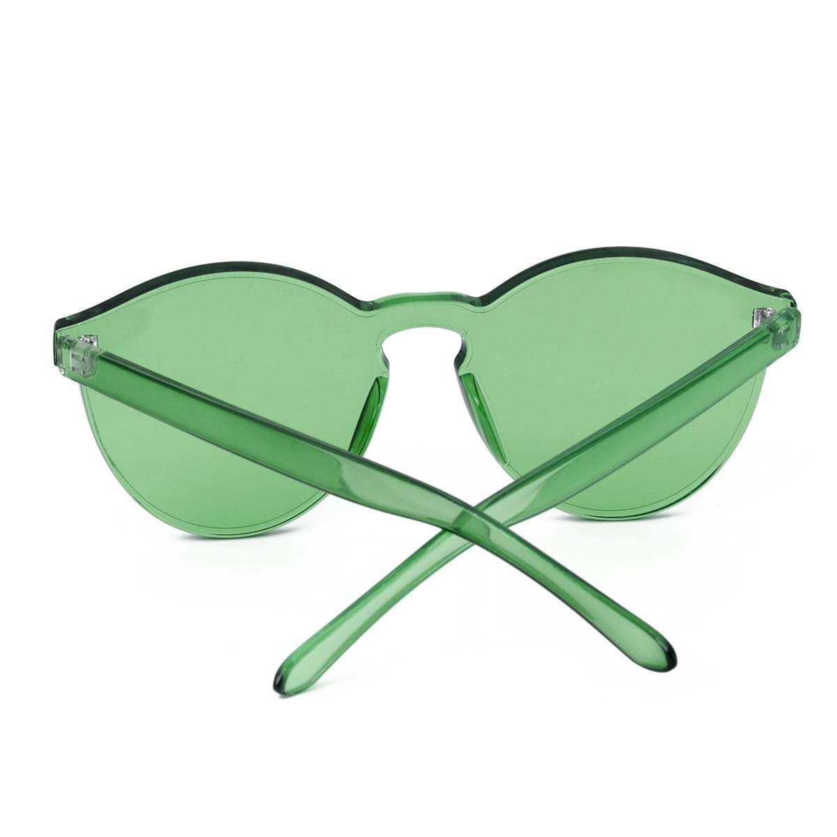 WISH CLUB Cat Eye Rimless Sunglasses for Women Oversized Lightweight Transparent Glasses Candy Color Eyewear (Green)