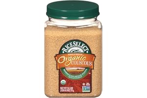 RiceSelect Organic Whole Wheat Couscous, Non-GMO, 26.5 oz (Pack of 4 Jars)