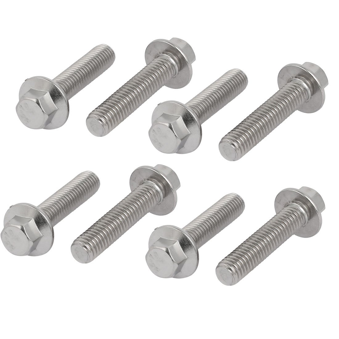 Sourcingmap M8x35mm Thread 304 Stainless Steel Metric Hex Head Flange Screws Bolt 8pcs