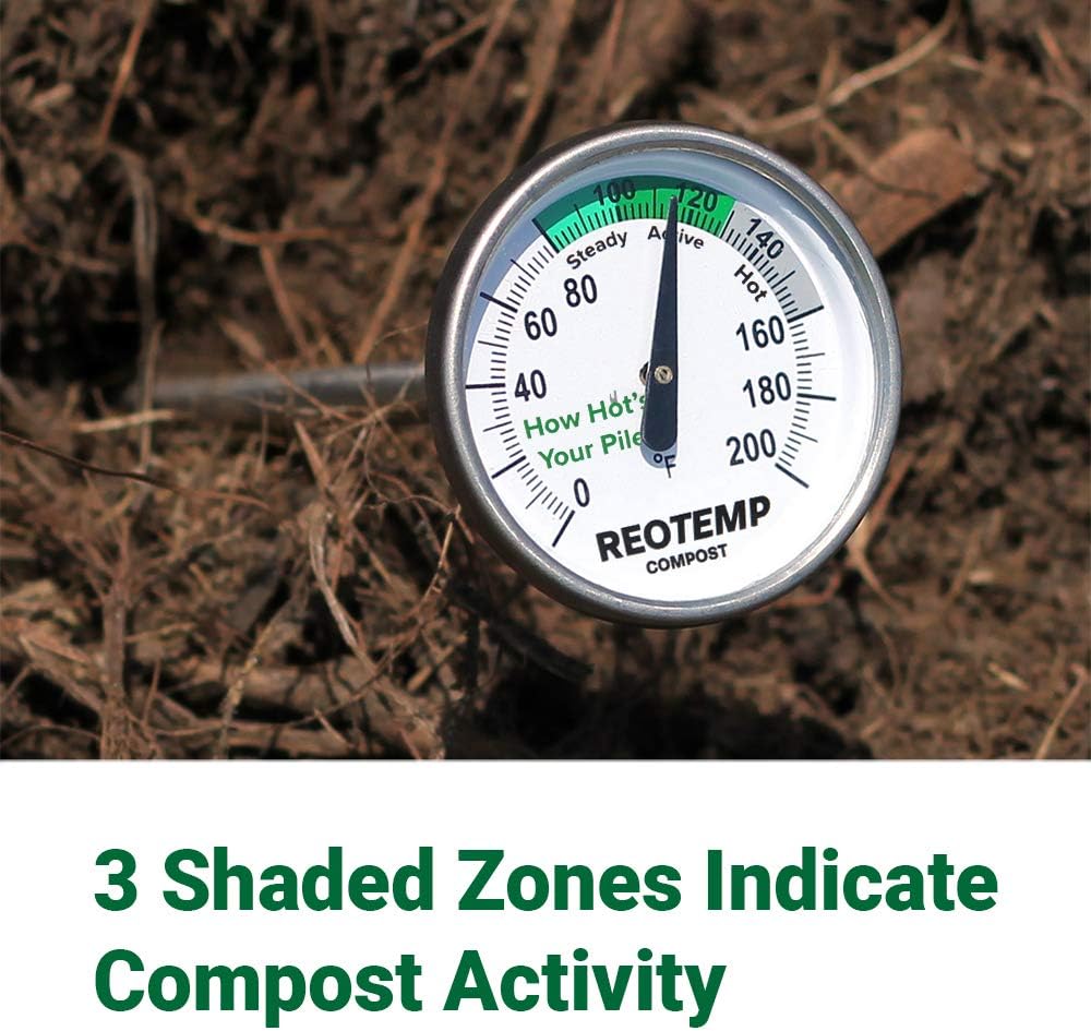 REOTEMP Backyard Compost Thermometer - 20 Inch Stem, with PDF Composting Guide (Fahrenheit) : Outdoor Thermometers : Garden & Outdoor