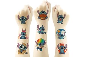 JMYUJX 40Sheets Stitch Temporary Tattoos for Kids, Birthday Party Favors,Cartoon Lilo&Stitch Decoration Sticker Gifts for Girl Boys Home Activity Class Prizes Carnival Christmas Rewards