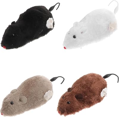 Aisszhao 4 Pcs Wind Up Mouse Toys Kids Plush Prank Animal Favors Gift