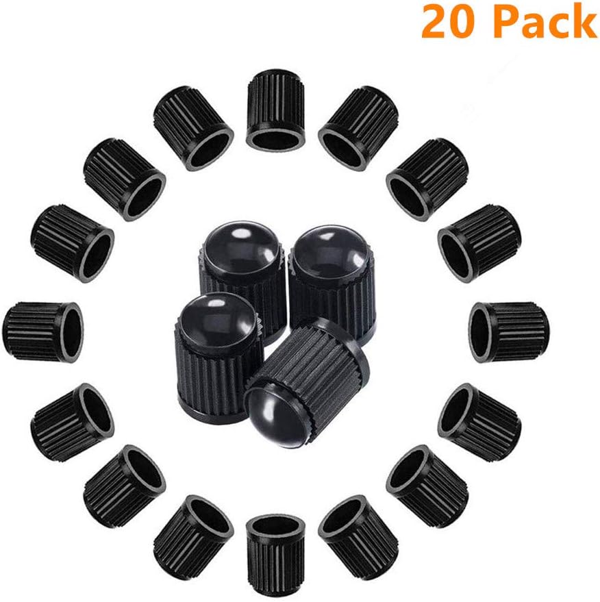 WJIASI Tyre Valve Dust Caps Plastic Tyre Stem Caps Tire Stem Covers for Cars Bike Bicycle Trucks Motorcycles,black,20 Pack