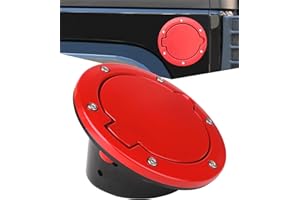 PKEDUO Red Gas Cap Cover Fuel Filler Door Cover Compatible with 2007-2017 Wrangler JK JKU 2/4-DOOR(NOT FOR 2018+ JL MODELS)