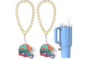 Hperycal Football Charm Accessories for Stanley Cup, 2PCS Initial Football Handle Charm For Stanley Tumbler Cup, Personalized Name ID Charm For Stanley