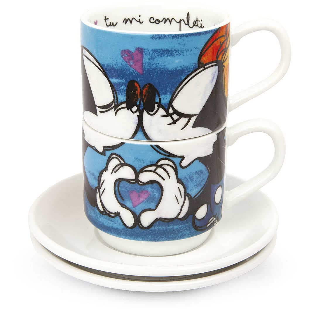 Egan PWM02I/B Coffee Mugs Set, Sweet Love, Porcelain, Blue, 2 Units, 80 ml