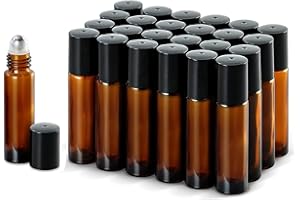 25 Pack Roller Bottles, 10ML Essential Oil Glass Roller Bottles with Stainless Steel Roller Balls (1 Openers,2 Funnels,3 Drop