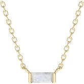 Abshel 18k Gold Minimalist Rectangle Crystal Birthstone Pendant Necklace - A Choice for Valentine's Day, Birthday Gifts for Women, Stocking Stuffers for Girls Teen