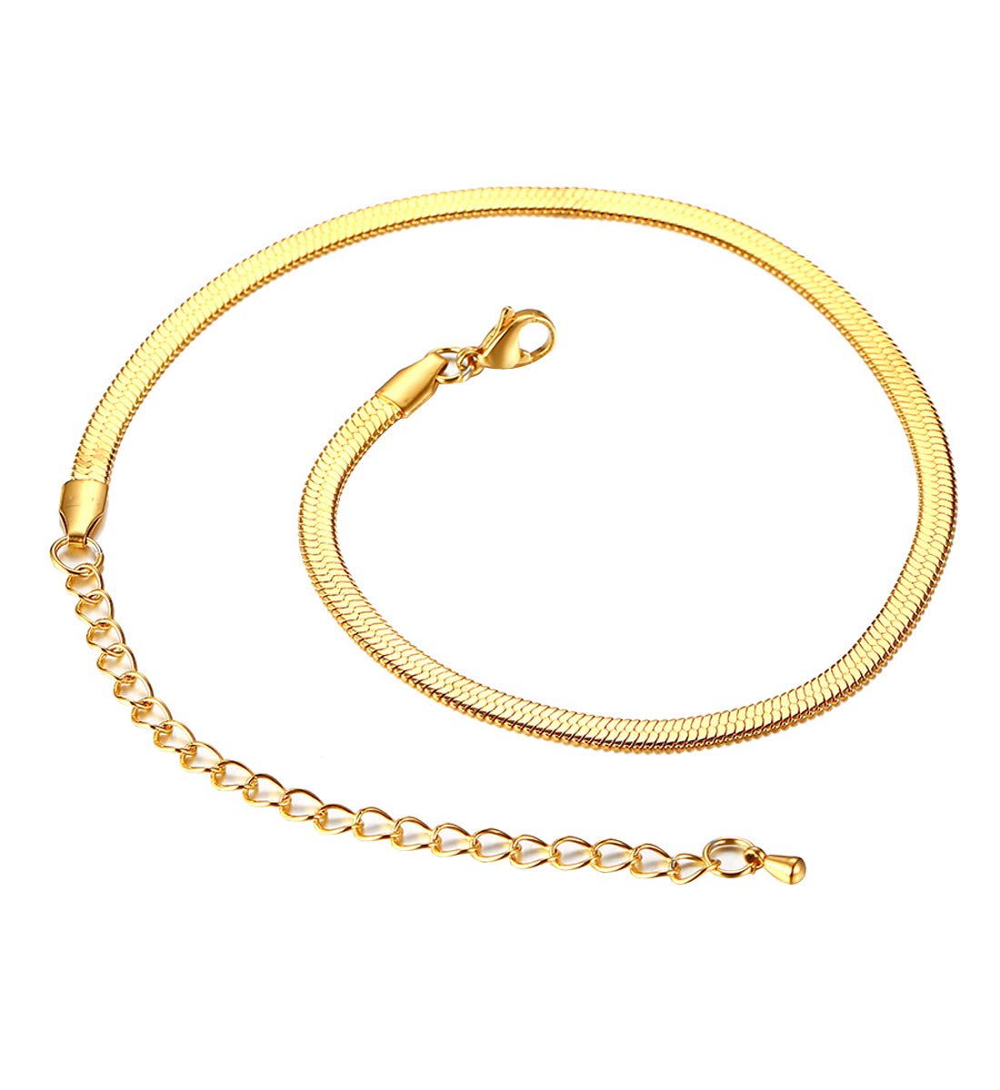 Caimeytie Women's Snake Chain Necklace Stainless Steel Gold Plating Valentines Gifts for Your Love