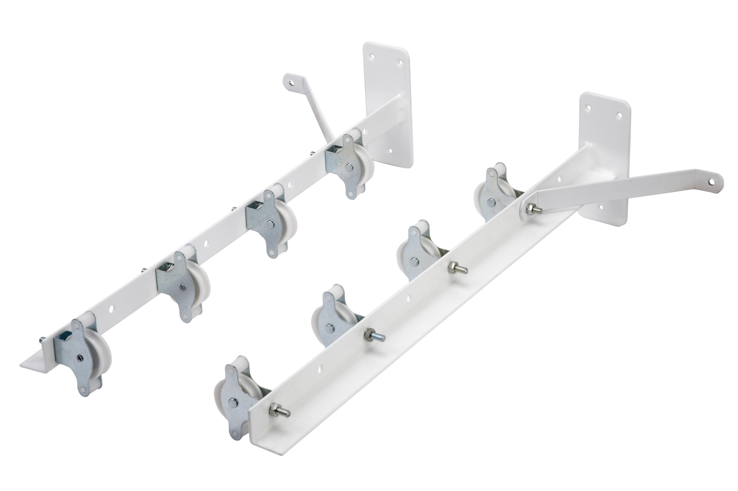 Sauvic White Plastic Coated Clothes Airer with 8 Pulleys