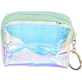 CALLARON Small Laser Coin Purse Keychain Wallet for Women Teens Compact Change Pouch with Card and Cash Holder