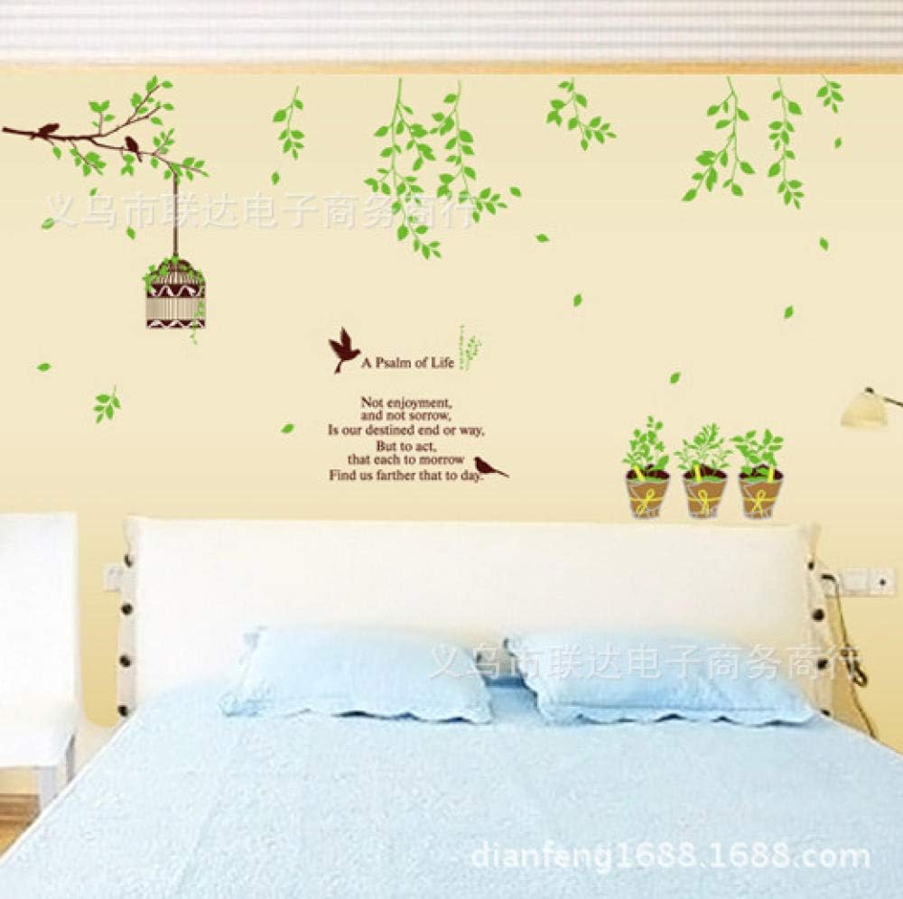 Wall Stickersremovable Sticker Living Room Background Decorative Green Bird Cage Wall Sticker
