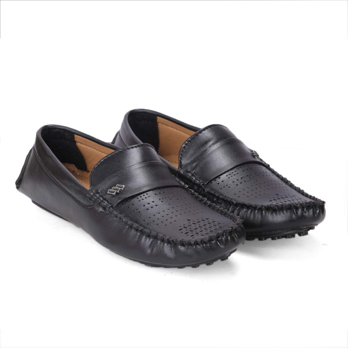 Buy C91 Men's Leather Casual Shoes(1_loffer_Black_9UK) at Amazon.in