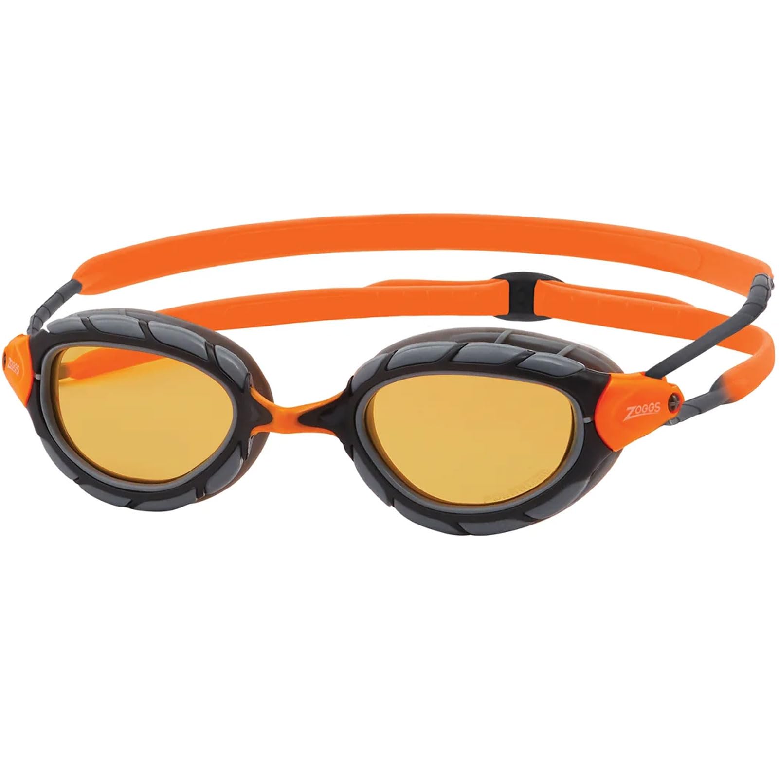 Zoggs Predator Polarized flex Goggles, UV Protection Swim Goggles, Quick Adjust Swim Goggle Straps, Fog Free Adult Swim Goggle Lenses, Goggle, Ultra Fit,Grey/Orange/Polarized Copper- Regular Fit