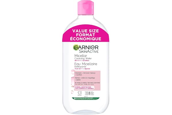 Garnier Micellar Water, Gentle and Hydrating Facial Cleanser & Makeup Remover, Suitable for Sensitive Skin, Vegan, Cruelty Fr