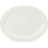 Lenox French Perle Groove White Stoneware Serving Platter | dishwasher safe, microwave safe | for appetizers or entrees | entertaining, food tray, gift for women