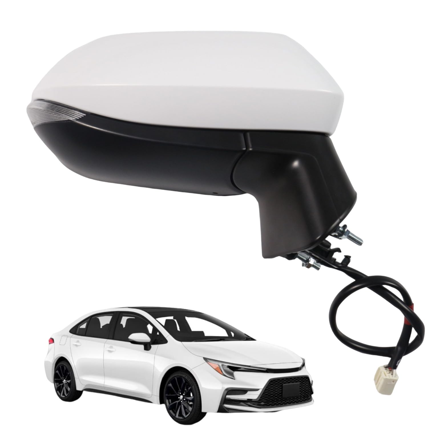 Photo 1 of Marretoo for Toyota Corolla 2020 2021 2022 2023 2024 Side Mirror Assembly Passenger Side WHITE 6 Pins for Toyota Corolla Accessories |POWER+Turn Signal +HEAT Replaces TO1320394(RH) 87940-12G00