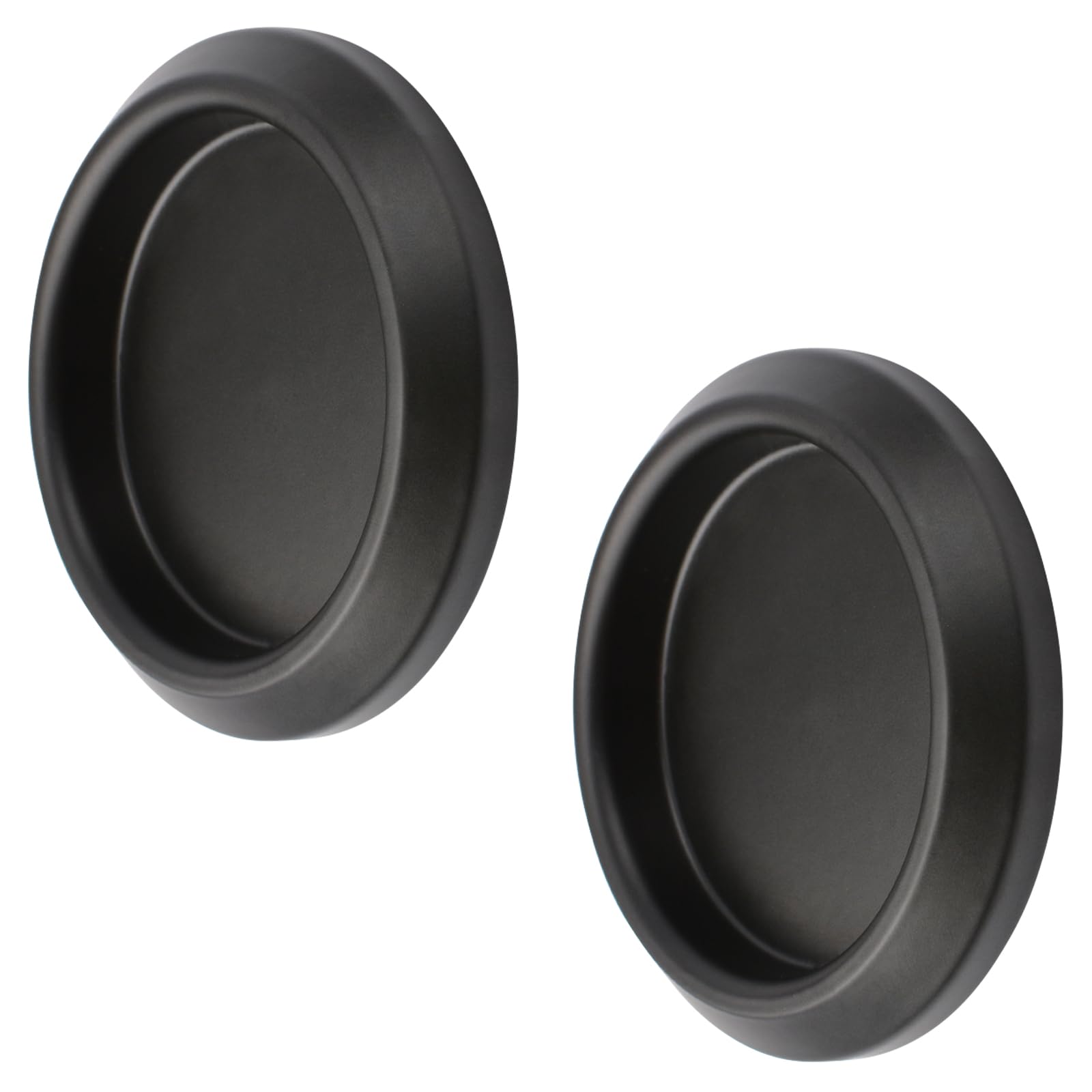 MOROBOR 2 Pack Self-Stick Closet Door Finger Pull, Stainless Steel Round Sliding Pull, Recessed Kitchen Cabinet Handles Pull, Invisible Door Handle, Matte Black