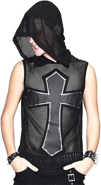 mens hooded sleeveless top