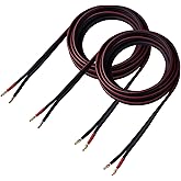 HANNLINTE 14 AWG HD Premium Soft Touch HiFi Speaker Cable with Banana Plugs (2 Pack, 6 Feet) 14 Gauge Banana Wire for Bi-Wire