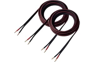 HANNLINTE 14 AWG HD Premium Soft Touch HiFi Speaker Cable with Banana Plugs (2 Pack, 10 Feet) 14 Gauge Banana Wire for Bi-Wir