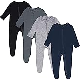 GUISBY 4-Pack Baby Boys Girls Zip-Front Sleeper Pajamas, Footed Sleep 'n Play