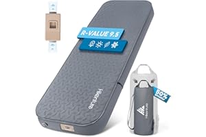 Hikenture 4" Thick Self Inflating Sleeping Pad, Foam & Air Camping Mattress, 9.5 R-Value Insulated Sleeping Mat, Portable All Season Camping Pad for Tent, Car, Cot, Truck