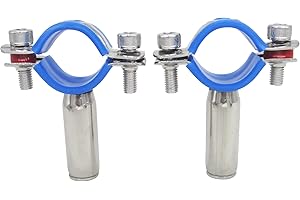 NOVSINO Stainless Steel Wall Mount Ceiling Mount Pipe Supports, Adjustable Pipe Bracket Clamp Pipe Strap for Dia 32mm (1 inch) Pipe Tube Female Type, Set of 2