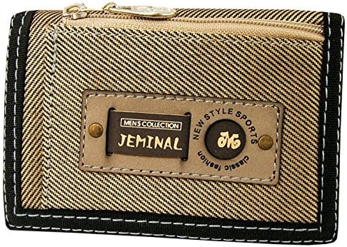 QISHI YUHUA JML Men's Korean Short Paragraph 3 Fold Canvas Purse Khaki Canvas Wallets