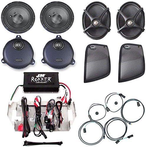 J&amp;M Audio Rokker XXR 4 Speaker and 630 Watt Amplifier Kit for 2014 and Newer Harley-Davidson Street Glide models adding rear saddlebag speaker lids - HC-630XXR-SG14LID