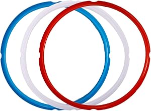 wivarra Silicone Sealing Ring for Pressure Cooker Pot Accessories, Fits 5 Or 6 Quart Models, Red, Blue and Common Transparent White, Pack of 3
