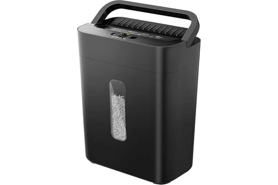 6-Sheet Shredder for Home Office, 3.43 Gallon Cross Cut Shredder, P-4 High Security Paper Shredders for Credit Card Staple Clip, Portable Handle Design