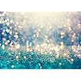 BELECO 7x5ft Fabric Bokeh Teal Glitter Backdrop Abstract Sparkling Light (No Glitter) Background Blue Gold Glitter Mermaid Photography Backdrop for Baby Shower Birthday Party Photoshoot Photo Props