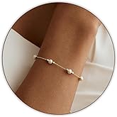 Pearls Bracelets for Women 18K Gold Plated Freshwater Pearls Dainty Chain Link Bracelets