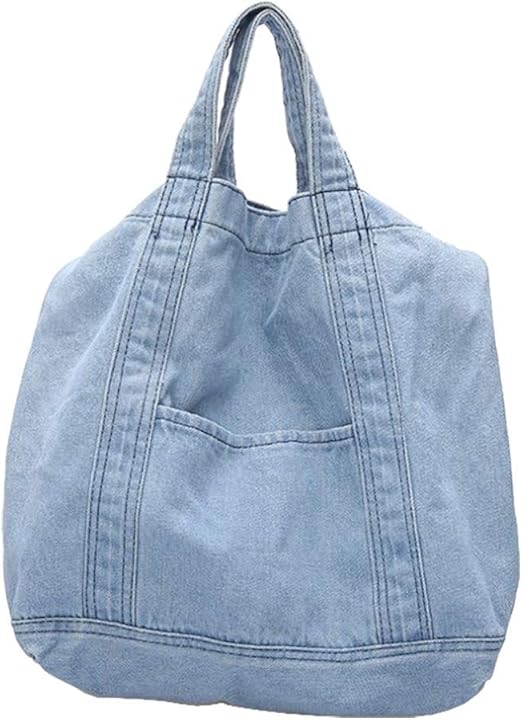 CrossBody Bucket Bag Messenger Bag Shoulder Handbag Denim Blue One