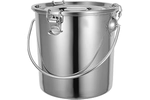 SUPVOX 5 Gallon Stainless Steel Milk Bucket Airtight Food Storage Container with Handle for Water and Oil