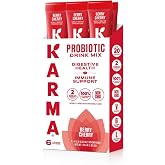 Karma Probiotic Hydration Packet - 6 Pack, Berry Cherry Powder Drink Mix Stick - On-The-Go Immune &amp; Gut Health Support
