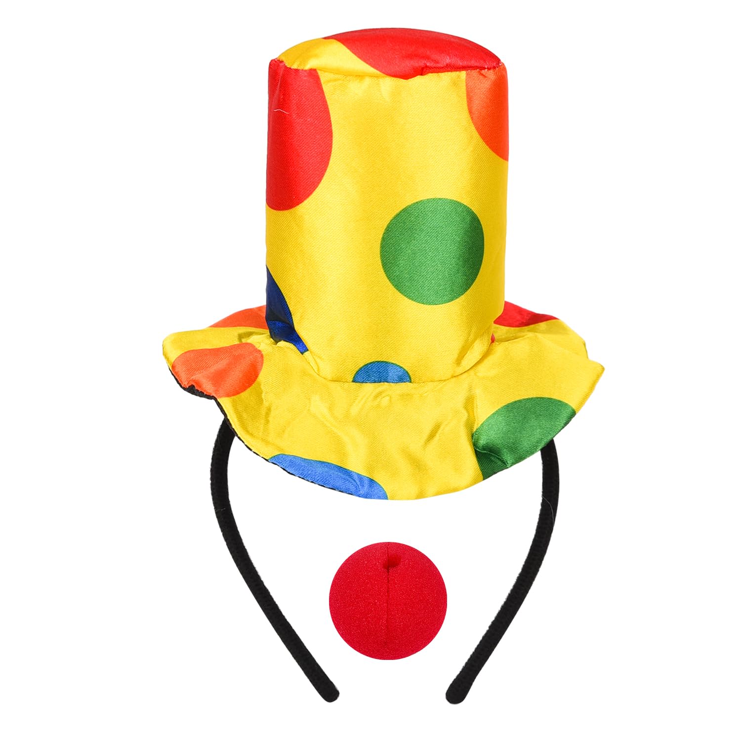 Lezevn 2 Pieces Clown Hat Headband and Clown Nose Polka Dot Clown Headband Halloween Clown Dress Up Accessories